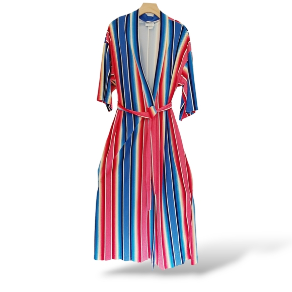 JCPENNY 1976 Spring Summer Kimono Robe Rainbow Longline Slinky Drappy Vintage - Picture 2 of 14